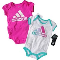 Packx2 Bebecrece Bodysuit Adidas - Rosado y Blanco