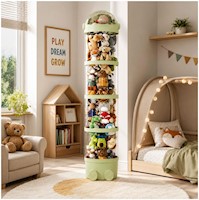 Estante Organizador de Peluches y Juguetes Multiusos Diseño Torre 4 Niveles