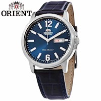 Reloj Orient Contemporary AA0C05L19B Automático Fecha Correa Cuero Negro Dial Azul