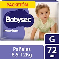 Pañal Babysec Packetón Premium Talla G 72 un