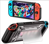 Case para Nintendo Switch OLED Ergonómico con Portajuegos Negro, fash