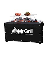 Caja China Mr. Grill Mini Black Edition Acero Galvanizado + Parrilla Varillas Niquelada