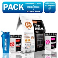 Pack Adn Pro Mass Xl 3kg Vainilla+creadn 500gr+glutadn 500gr