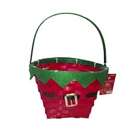 Adorno Canasta Decorativa Mimbre Navidad Duende Rojo 1u Momentum Brands