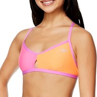 Top Bikini Speedo Colorblock Keyhole Tie Back