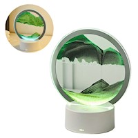 Lámpara LED RGB Modelo Reloj de Arena con Conexión USB o Pila Verde