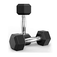 Par de mancuernas hexagonales de acero y caucho pesas profesionales alto transito – 7.5 kg