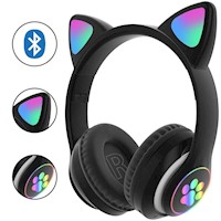 Audífono Gato Bluetooth con Luz Led-Negro