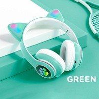 Audífono Gato Bluetooth con Luz Led-Verde