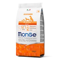 Comida para Perros Adultos Monge Pato, Arroz y Papa 2.5kg