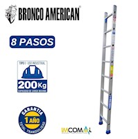 ESCALERA ALUMINIO TIPO ARRIMO DE 8 PASOS CAPACIDAD DE CARGA 200 KG