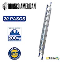 ESCALERA ALUMINIO PROFESIONAL TELESCOPICA DE 20 PASOS CAPACIDAD DE CARGA 200 KG