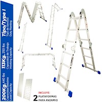 Escalera Multiposición de Aluminio de 16 Pasos 4x4