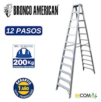 ESCALERA ALUMINIO TIJERA DOBLE ASCENSO DE 12 PASOS CAPACIDAD DE CARGAR 200 KG