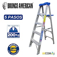 ESCALERA ALUMINIO TIJERA SIMPLE ASCENSO DE 5 PASOS CAPACIDAD DE CARGAR 200 KG