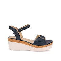 Sandalia D'orsay Casual ALE-2615 Azul/Eg Viale Cuero