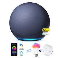 Amazon Alexa Echo Dot 5ta Gen. Azul + Foco inteligente + Enchufe inteligente