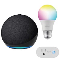 Amazon Alexa Echo Dot 5ta Gen. Negro + Foco inteligente + Enchufe inteligente