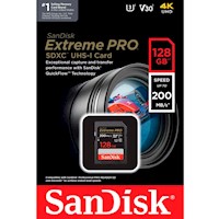 SANDISK MEMORIA SD EXTREME PRO 128GB 4K UHS-I C10 U3 200MBS - SDSDXXD-128G-GN4IN