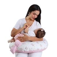 Almohada de Lactancia y Estimulación 5 en 1  - Rosado Conejitas Bailarinas, colecho, soporte de espalda, cojín de lactancia