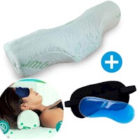 Almohada cervical + Antifaz con gel para relajarse y dormir
