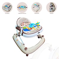 ANDADOR CON BANDEJA MUSICAL «HI BABY» BEIGE