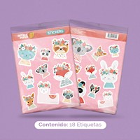 Stickers Diseño Animalitos 18 unidades