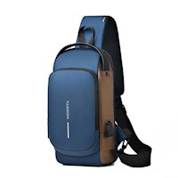 Mochila Morral Antirrobo Usb Impermeable con Clave Azul