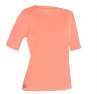 CAMISETA PROTECCIÓN SOLAR SURF MUJER OLAIAN CORAL FLUORESCENTE