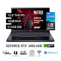 Laptop Acer Nitro V 15 Intel Core I5 13a Gen 16GB 512GB NVIDIA RTX4050
