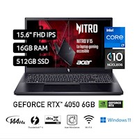 Laptop Acer Nitro V 15 Intel Core I7 13a Gen 16GB 512GB NVIDIA RTX4050 6GB
