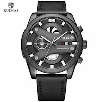 Reloj Ruimas Acero Negro y Cuero Negro RUI-9