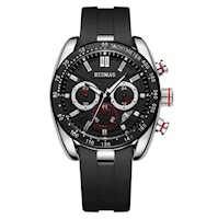 Reloj Hombre Ruimas Acero Plateado Negro y Silicona Negro RUI-20