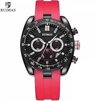 Reloj Hombre Ruimas Acero Negro y Silicona Rojo RUI-21