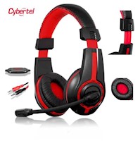 AUDIFONOS CYBERTEL SAVAGE CYB H500 ROJO Y NEGRO