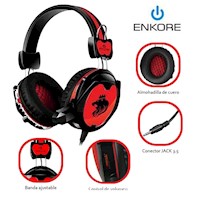 AUDIFONO ENKORE KINGDOM P4 NEGRO Y ROJO