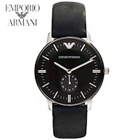 Reloj Emporio Armani Gianni AR0382 Acero Inoxidable Correa Cuero Negro