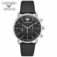 Reloj Emporio Armani Aviator AR11143 para Hombre Fecha Cronometro Acero Inoxidable Cuero Negro