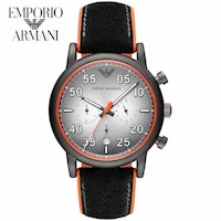 Reloj Emporio Armani Luigi AR11174 para Hombre Fecha Cronometro Correa de Silicona y Cuero Negro