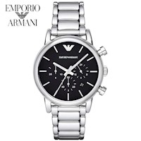 Reloj Emporio Armani Luigi AR1853 para Hombre Fecha Cronometro Acero Inoxidable Dial Negro