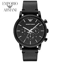 Reloj Emporio Armani Luigi AR1918 para Hombre Fecha Cronometro Acero Inoxidable Cuero Negro