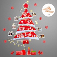 Árbol de Navidad para Pared con Cadena de Luces Porta Fotos Decoración