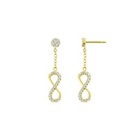Aretes Colgante Infinito Piedra Oro 18K