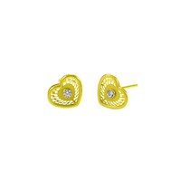 Aretes Corazón Calado Oro 18k