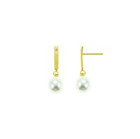 Aretes Colgante Perla Oro 18K