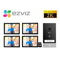 Kit Videoportero Inteligente HP7 2K Exterior Eviz + 3 MONITORES 64GB