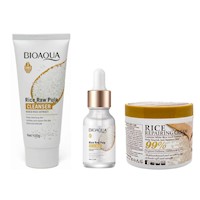Limpiador Facial + Serum + Crema - Kit de Rutina Facial de Skincare de Arroz