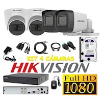 Cámaras Seguridad Kit 4 HIKVISION FULLHD Audio Incorporado 1Tb