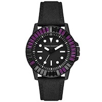 Reloj Armani Exchange AX1857 Para Hombre Acero Inoxidable Correa de Nylon y Cuero Negro