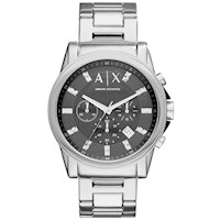 Reloj Armani Exchange Outerbanks AX2092 Fecha Cronometro Acero Inoxidable Plateado